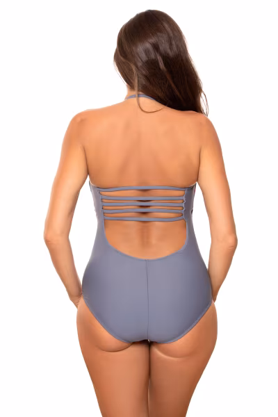 Jednoczęściowy strój kąpielowy Kostium kąpielowy Model Sansza M-655 Navy/Grey - Marko — zdjęcie 3