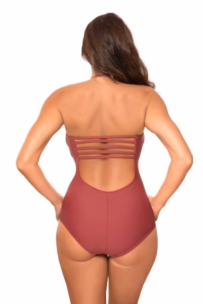 Jednoczęściowy strój kąpielowy Kostium kąpielowy Model Sansza M-655 Miedź/Khaki - Marko — zdjęcie 3