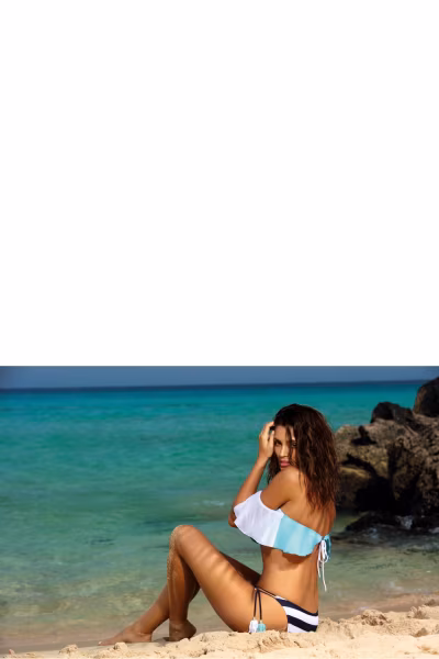 Kostium dwuczęściowy Top kąpielowy Model Grace Fata-Bianco M-488 Blue/White - Marko — zdjęcie 2
