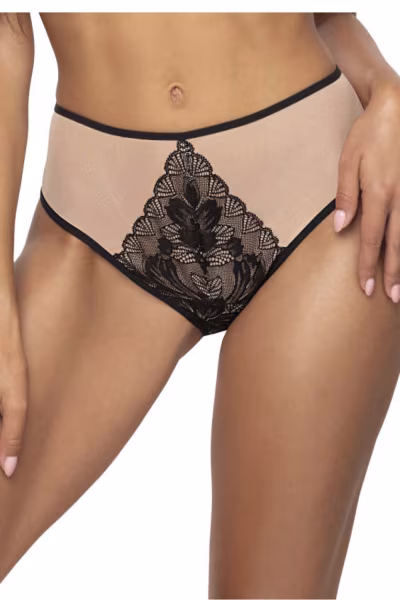 Figi otwarte Model Lindsay F-0203/55 Beige/Black - Mat — zdjęcie 1