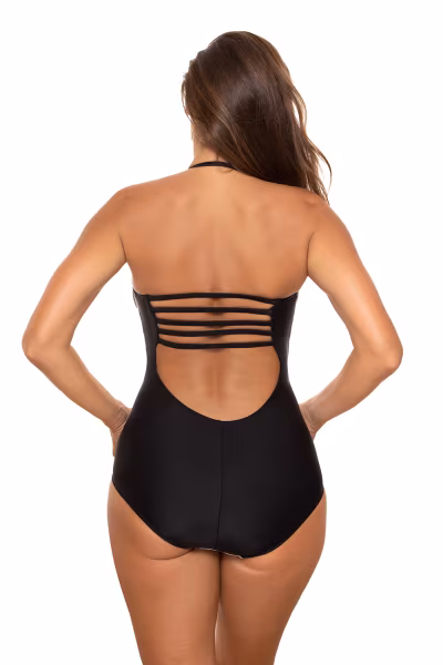 Jednoczęściowy strój kąpielowy Kostium kąpielowy Model Sansza M-655 Milk/Black - Marko — zdjęcie 3
