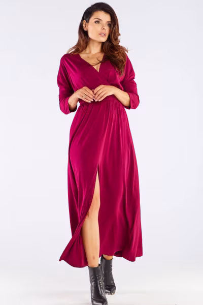 Sukienka Model A454 Bordo - awama — zdjęcie 2