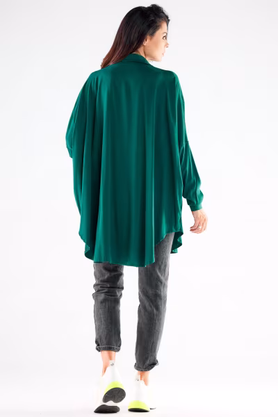 Koszula Damska Model A528 Bottle Green - awama — zdjęcie 3
