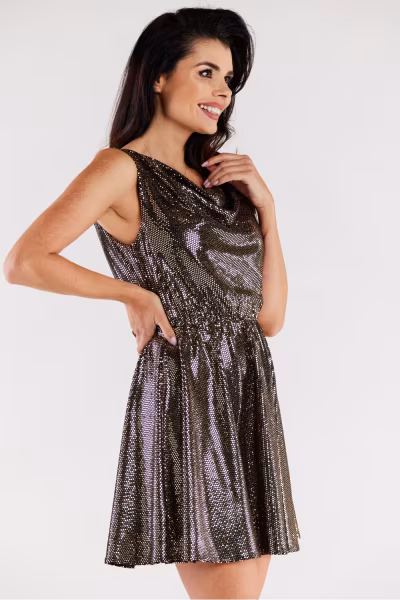 Sukienka Model A562 Gold Dots - awama — zdjęcie 2