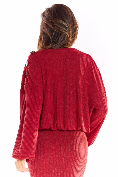 Sweter Damski Model A318 Bordo - awama — zdjęcie 3