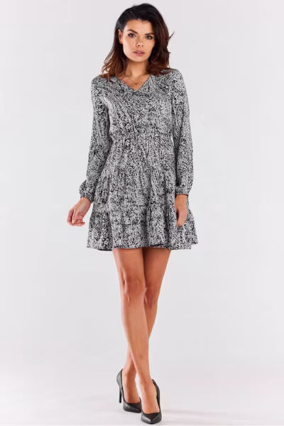Sukienka Model A470 Black/White Pattern - awama — zdjęcie 2
