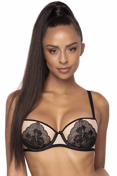 Biustonosz push up Biustonosz Push-up Model Lindsay M-0203/11/2 Beige/Black - Mat — zdjęcie 1
