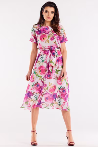 Sukienka Model A510 Pink/White - awama — zdjęcie 1