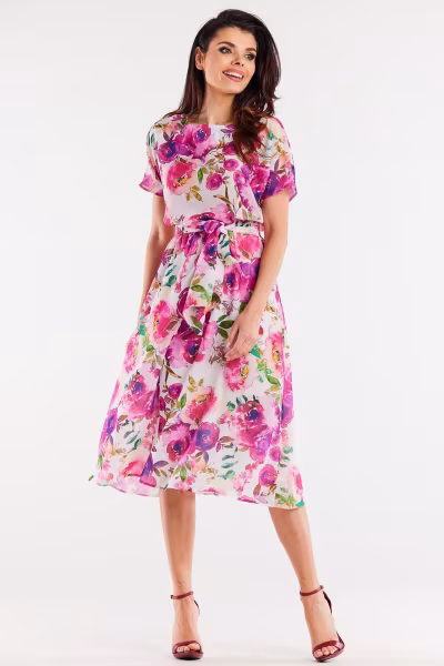 Sukienka Model A510 Pink/White - awama — zdjęcie 2