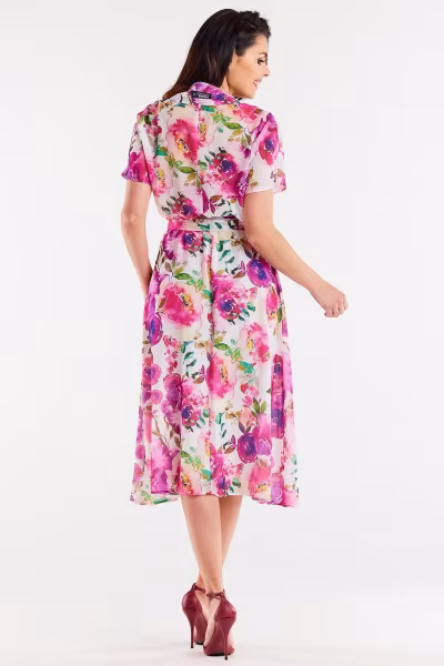 Sukienka Model A510 Pink/White - awama — zdjęcie 3
