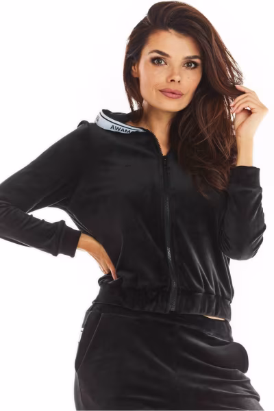 Bluza Damska Model A373 Black Welur - awama — zdjęcie 1