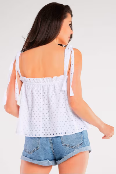 Bluzka Model A436 White - awama — zdjęcie 3