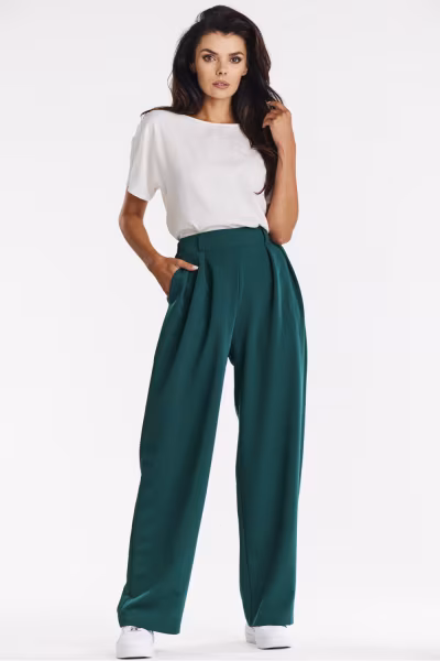 Spodnie Damskie Model A674 Bottle Green - awama — zdjęcie 1