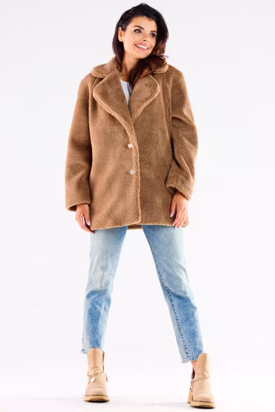Płaszcz Damski Model A534 Brown - awama — zdjęcie 2