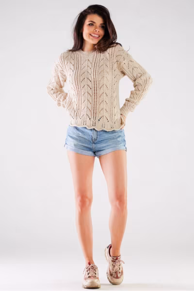 Sweter Damski Model A446 Beige - awama — zdjęcie 1