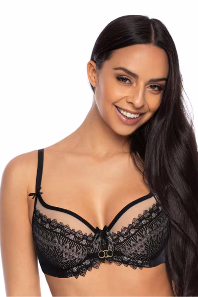 Biustonosz Soft Model Marion M-3539/2 Black/Beige - Mat — zdjęcie 1