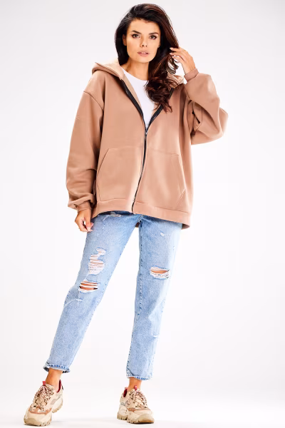 Bluza Damska Model A610 Beige - awama — zdjęcie 3