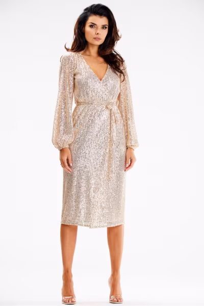 Sukienka Model A632 Beige - awama — zdjęcie 2