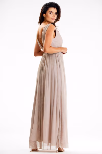 Sukienka Model A625 Beige - awama — zdjęcie 3