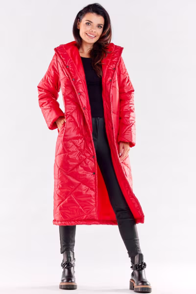 Płaszcz Damski Model A542 Red - awama — zdjęcie 2