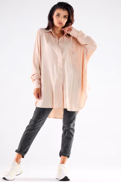 Koszula Damska Model A528 Beige - awama — zdjęcie 2