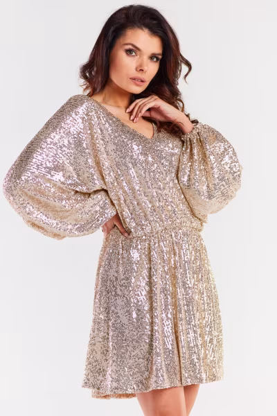 Sukienka Model A485 Beige - awama — zdjęcie 2