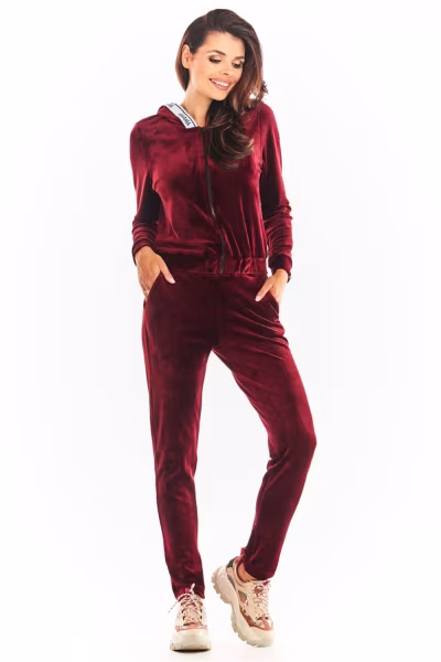 Bluza Damska Model A373 Bordo Welur - awama — zdjęcie 2