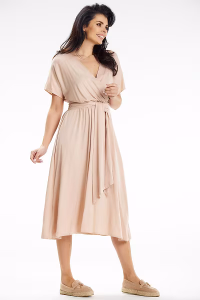 Sukienka Model A642 Beige - awama — zdjęcie 2