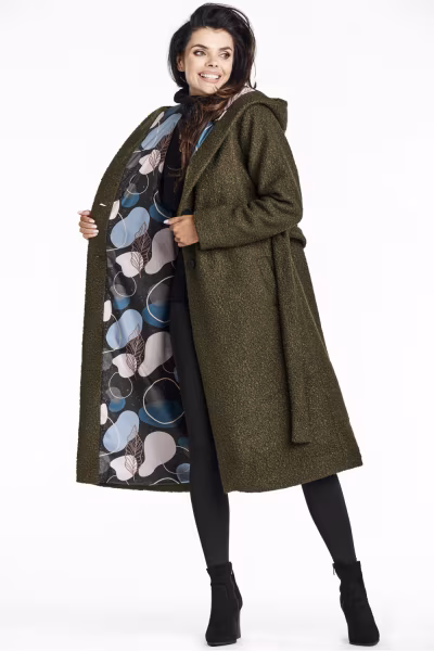 Płaszcz Damski Model A680 Khaki - awama — zdjęcie 2