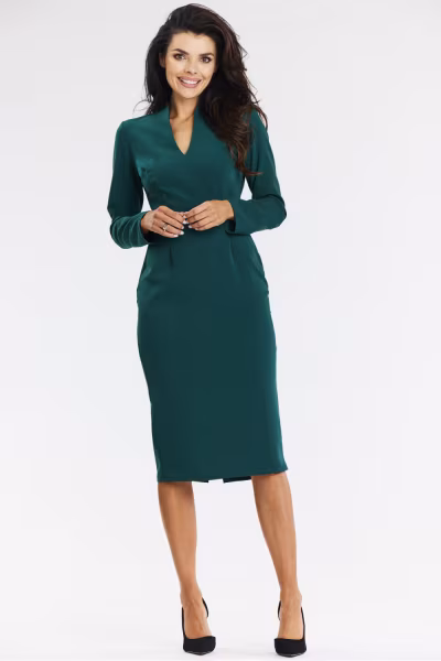 Sukienka Model A667 Bottle Green - awama — zdjęcie 2