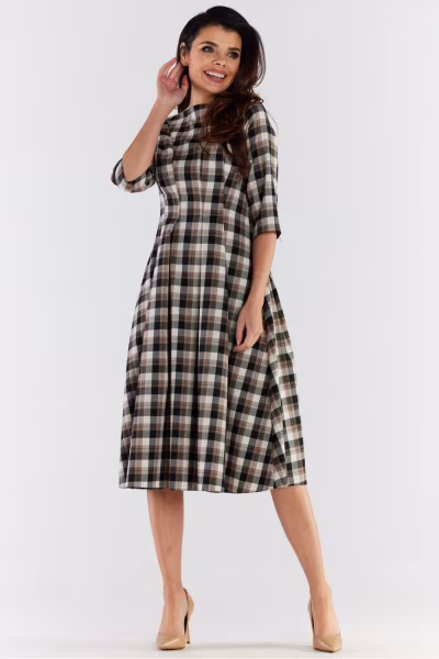 Sukienka Model A489 Brown/Beige - awama — zdjęcie 1