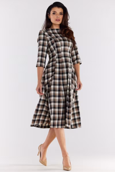 Sukienka Model A489 Brown/Beige - awama — zdjęcie 2
