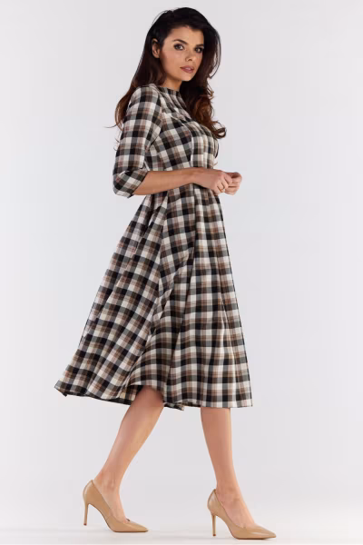 Sukienka Model A489 Brown/Beige - awama — zdjęcie 3