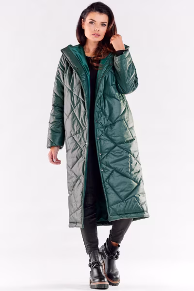 Płaszcz Damski Model A542 Green - awama — zdjęcie 2