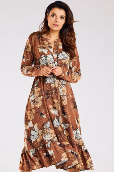 Sukienka Model A468 Brown Pattern - awama — zdjęcie 1
