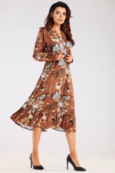 Sukienka Model A468 Brown Pattern - awama — zdjęcie 3