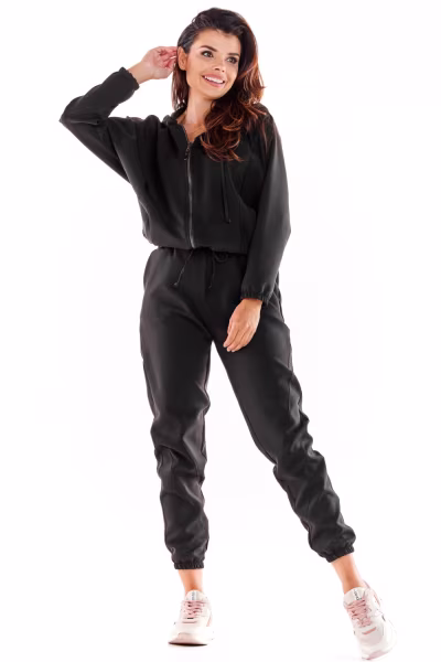 Spodnie Dresowe Model A591 Black - awama — zdjęcie 2