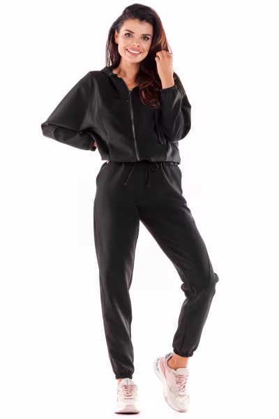 Spodnie Dresowe Model A591 Black - awama — zdjęcie 3