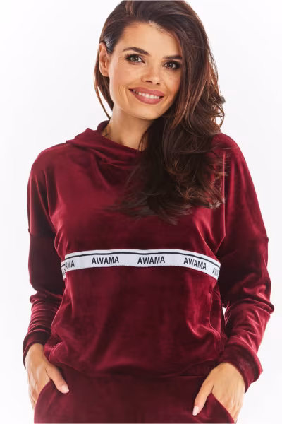 Bluza Damska Model A371 Bordo Welur - awama — zdjęcie 1