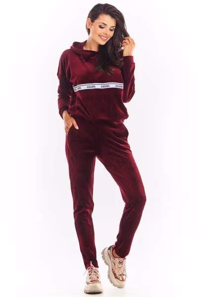 Bluza Damska Model A371 Bordo Welur - awama — zdjęcie 2