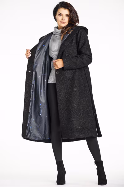 Płaszcz Damski Model A680 Black - awama — zdjęcie 2