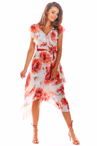 Sukienka Model A308 Red Flowers - awama — zdjęcie 1