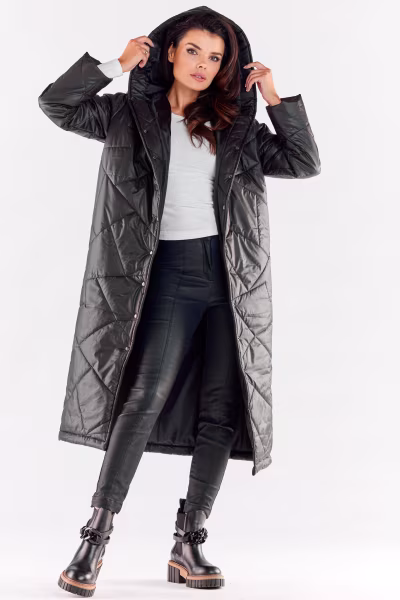 Płaszcz Damski Model A542 Black - awama — zdjęcie 2