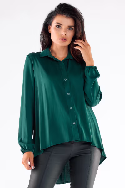 Koszula Damska Model A527 Bottle Green - awama — zdjęcie 1