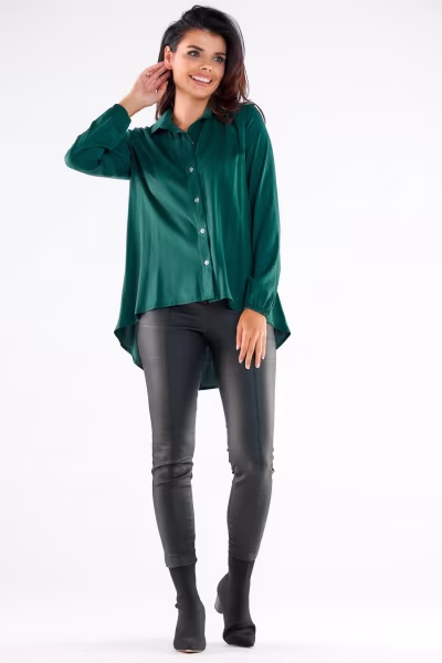 Koszula Damska Model A527 Bottle Green - awama — zdjęcie 2