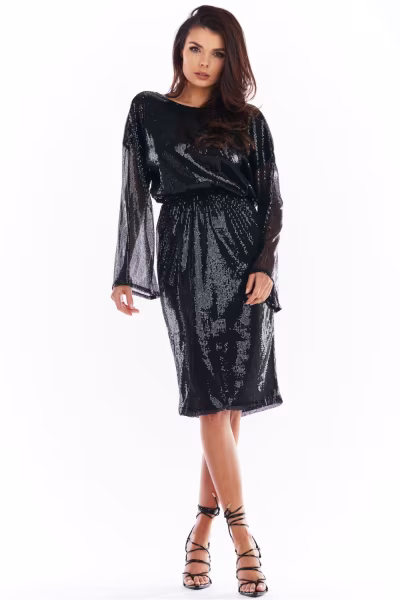 Sukienka Model A402 Cekiny Black - awama — zdjęcie 1