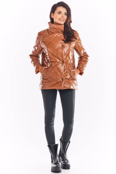 Kurtka Damska Model A384 Pikówka Beige - awama — zdjęcie 2