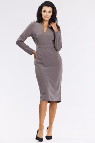 Sukienka Model A667 Taupe - awama — zdjęcie 2