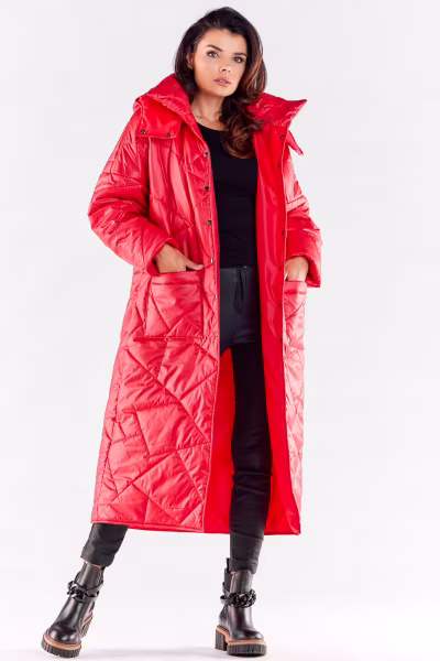 Płaszcz Damski Model A541 Red - awama — zdjęcie 2