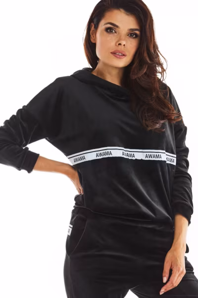 Bluza Damska Model A371 Black Welur - awama — zdjęcie 1
